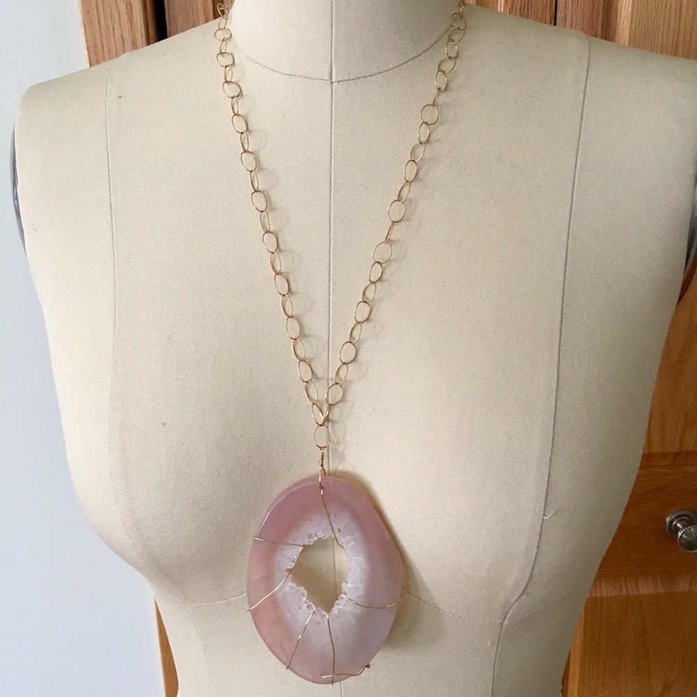 🌸Pink Agate🌸& gold-filled necklace by GEM